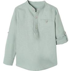 Grey Shirts Children's Clothing Vertbaudet Festliches Jungen Hemd Leinen/Baumwolle graugrün