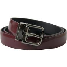 Dolce & Gabbana Red Accessories Dolce & Gabbana Bordeaux Leather Silver Metal Buckle Belt