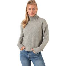 Dame - Grå - Polotrøjer Sweatere Pieces Skyla Ls Roll Neck Wool Knit Grey, Female, Tøj, Skjorter, Grå