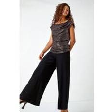 Bronze Jumpsuits & Overalls Roman Ruched Sequin Wide Leg Stretch Jumpsuit in Bronze