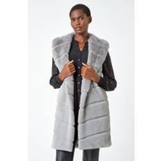 Down Coats & Padded Coats - Grey Roman Faux Fur Longline Gilet Light Grey