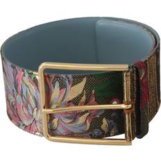 Multicolored Belts Dolce & Gabbana Multicolor Leather Floral Embroid Logo Buckle Belt