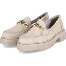 Damen - Kunstleder Halbschuhe Rieker Sportliche Slipper beige