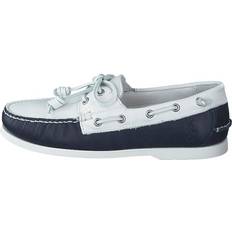 Bianco - Uomo Scarpe basse Polo Ralph Lauren Merton Two-Tone Leather Boat Shoe - Cream/Navy Male