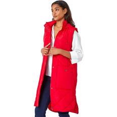 Roman Diamond Quilted Longline Gilet Red