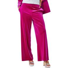 Terciopelo Pantalones Dusk Wide Leg Velvet Stretch Trousers Pink