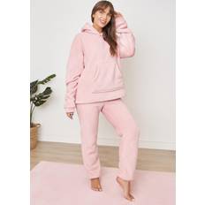 Dreamscene Soft Coral Sherpa Fleece Pyjamas Light Pink