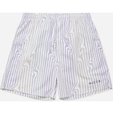 Stripes Swimming Trunks Nicce Strata Mens White/Lilac Swim Shorts Multicolour