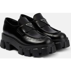 Prada Monolith Leather Loafers - Black