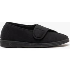 Black Slippers Comfylux BILL Mens Relaxed Fit Full Slippers Black: