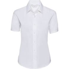 Men - XS Blouses Russell Collection Short Sleeve Easy Care Oxford Shirt White