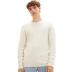 Denim/Jeanstyg - Herr Tröjor Tom Tailor Denim Herr Stickad tröja med struktur 1016090, 26122 Oat Milk Melange