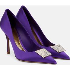 Valentino Garavani ONE STUD SATIN PUMP WITH STUD AND CRYSTALS 100MM Wo ELECTRIC VIOLET/CRYSTAL