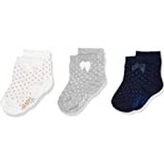 Bébé Chaussettes Ewers Babysöckchen 3er Pack Pünktchen mit Schleife marine/grau/latte