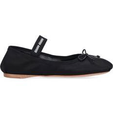 Logo Satin Ballet Flats - Black