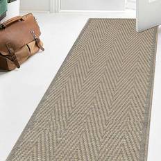 Likewise Rugs & Matting Herringbone Washable Jute Runner Brown