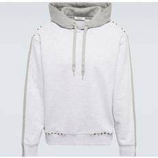 Valentino Rockstud cotton jersey hoodie grey