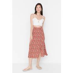 Envoltura Faldas Trendyol Collection WoMens Midi High Waist A-line Skirt Orange Viscose Womens