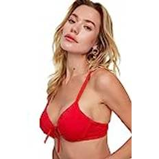 Trendyol Collection Dam båge detaljerad push-up bikini topp, röd