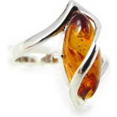Bärnstenar Smycken Les Trésors de Lily Amber 'Inspiration' Silver Ring Brown
