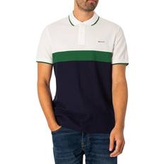 Gant Stripe Pique Polo Shirt Evening Blue