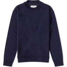 Maison Margiela Linen Wool Elbow Patch Knit Navy