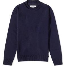 Linne - Unisex Överdelar Maison Margiela Men's Elbow Patch Crew Knit Navy