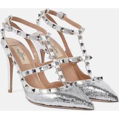 Valentino Garavani Silver Pumps Valentino Garavani Rockstud sequined pumps silver