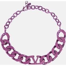 Valentino Necklaces Valentino VLogo embellished chainlink choker pink One fits all