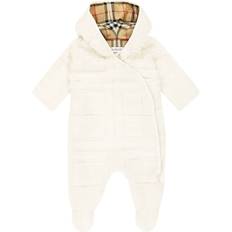 Burberry Kids Baby Strampler Check aus Teddyfleece Weiß