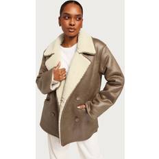 Herre - Skinn Jakker Object Collectors Item Jakker Fossil Cloud Dancer Objpolly Shearling Long Jacket Pa Jakker & Kåper