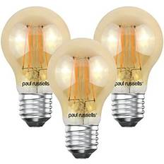 Light Bulbs Paul Russells paul russells LED Filament GLS Light Bulbs Edison Screw Fitting Cap E27, 35w Equivalent A60 GLS Standard 4W 650LM LED Globe 2200K Amber Bulb Celling