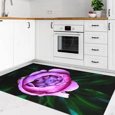 Morado Alfombras Tapis En Vinyle Pivoines Violettes En Fleur Devant Des Feuilles Morado