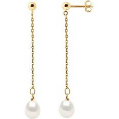 Natural Earrings Diadema Diadema Womens Earrings Real Freshwater Pearls Yellow Gold White One