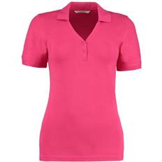 Red - Women Polo Shirts Kustom Kit Sophia Comfortec V-Neck Short Sleeve Polo Shirt Raspberry