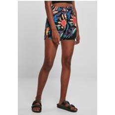 5XL - Woman Shorts Urban Classics Women's AOP Viscose Resort Shorts Dress, blackfruity