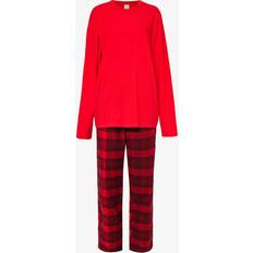 Calvin Klein Nachtwäsche Calvin Klein Womens Grad Chck Rouge Blk Grd Check-print Long-sleeved Cotton Pyjama set