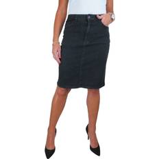 Paulo Due Stretch Denim Knee Length Skirt Black