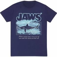 JAWS Unisex Adult Great White Info T-Shirt Blue