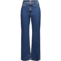 Esprit Kläder Esprit retrojeans med rak passform och hög midja, Blått tvättat, 30L