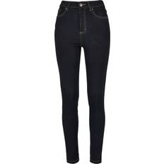 Dam - Gröna Jeans Urban Classics Dam ekologisk hög midja skinny jeans shorts dam, Mörkblue Raw