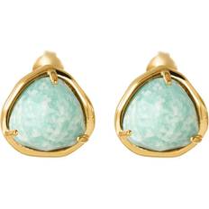 The Fine Collective 18ct Gold Plated Sterling Silver Amazonite Stud Earrings