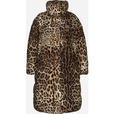 Dame - Leopard Frakker Dolce & Gabbana Uld Jakke Med Dyremotiv Uld Brun