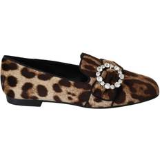 Dolce & Gabbana Women Loafers Dolce & Gabbana Brown Leopard Print Crystals Loafers Flats Shoes EU35/US4.5