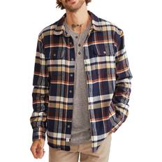 Marine Layer Camisa - Navy/Brown Plaid