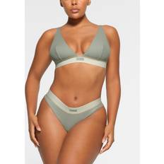 Green - Skiing Underwear SKIMS Green Cotton Plunge Bralette Mineral