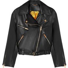 Versace Women Jackets Versace Plonge Leather Moto Jacket