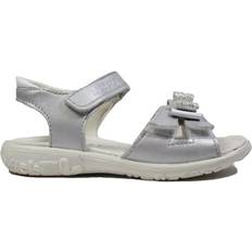 Ricosta Peggy Silver Leather Girls Rip Tape Sandals