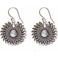 81stgeneration Silver Dangle Earrings Brass Moonstone Flower Sun Rope -