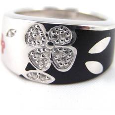 Harts - Herr Ringar Altesse Silver Ring Flower - Black/Red